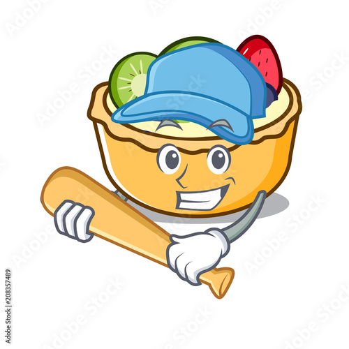 Playing baseball fruit tart character cartoon