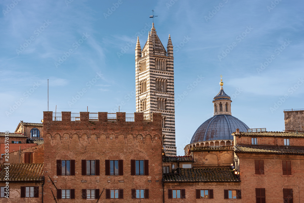 Houses and Siena Cathedral - Tuscany Italy