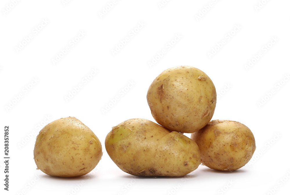 Young organic potatoes isolated on white background Young organic potatoes isolated on white background