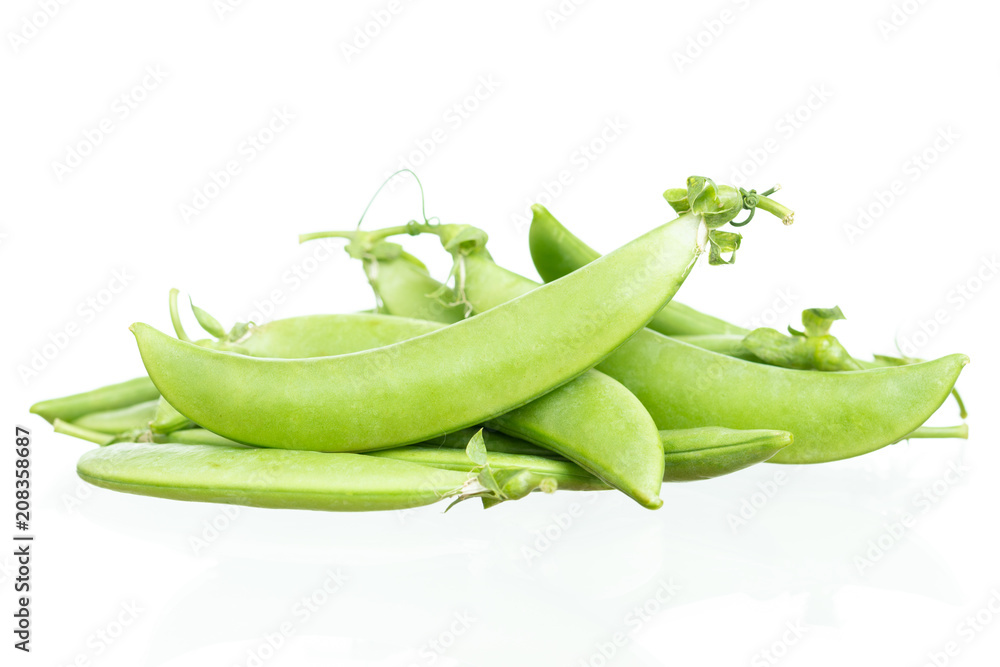 Pod of green pea , green peas, on white background Pod of green pea , green peas, on white background