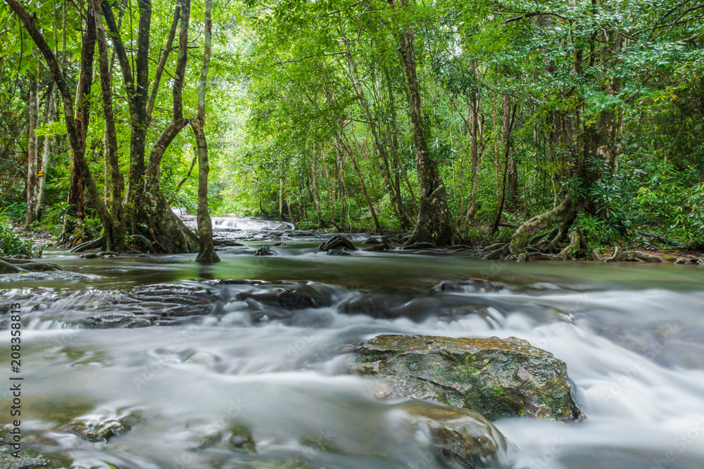 waterfalls in deep forest at National Park ,A beautiful stream water famous rain forest waterfall in Thailand waterfalls in deep forest at National Park ,A beautiful stream water famous rain forest waterfall in Thailand