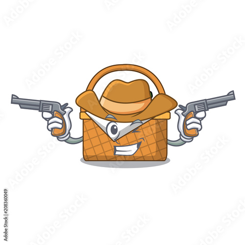 Cowboy picnic basket character cartoon