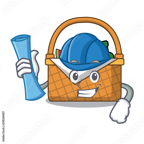 Architect picnic basket character cartoon photo