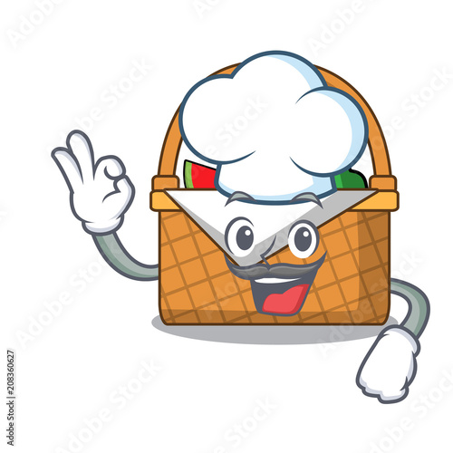 Chef picnic basket character cartoon photo
