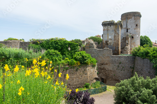 Nepi in Lazio, Italy. Borgia Castle, a 15th-century reconstruction of a feudal manor. It has massive walls and four towers
