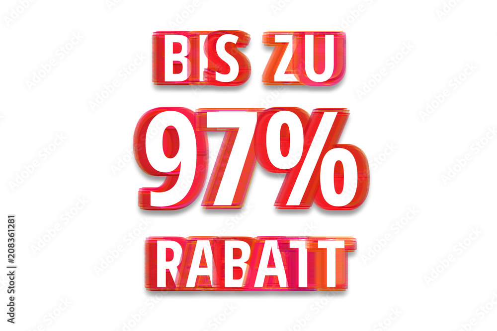 bis zu 97% Rabatt - weißer Hintergrund rote Schrift für Symbol / Schild bis zu 97% Rabatt - weißer Hintergrund rote Schrift für Symbol / Schild