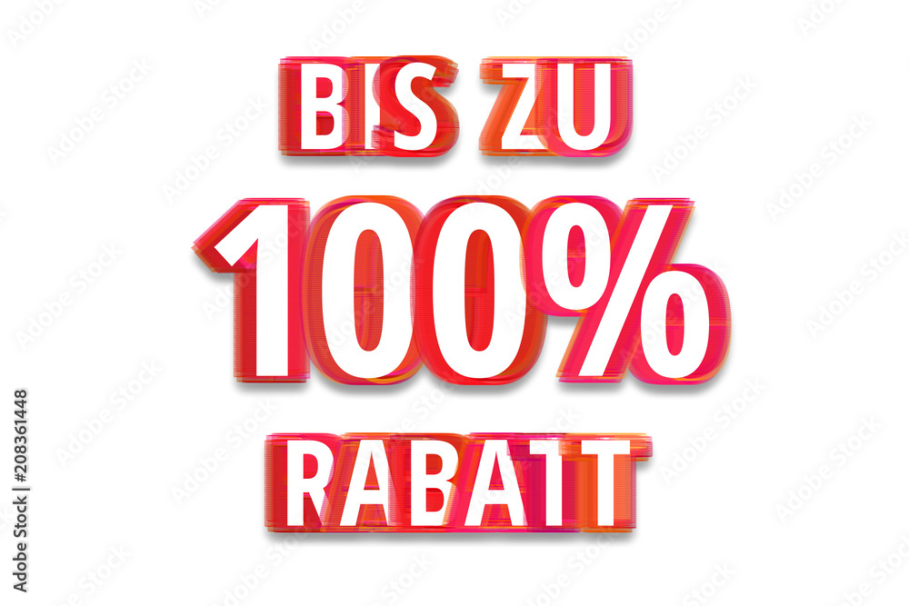 bis zu 100% Rabatt - weißer Hintergrund rote Schrift für Symbol / Schild bis zu 100% Rabatt - weißer Hintergrund rote Schrift für Symbol / Schild
