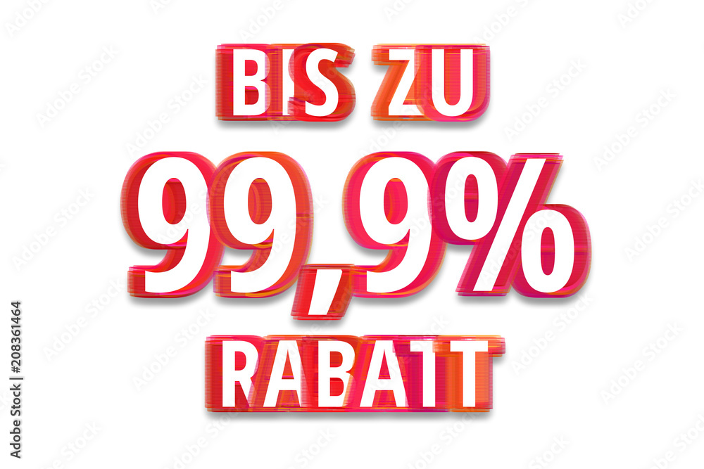 bis zu 99,9% Rabatt - weißer Hintergrund rote Schrift für Symbol / Schild bis zu 99,9% Rabatt - weißer Hintergrund rote Schrift für Symbol / Schild