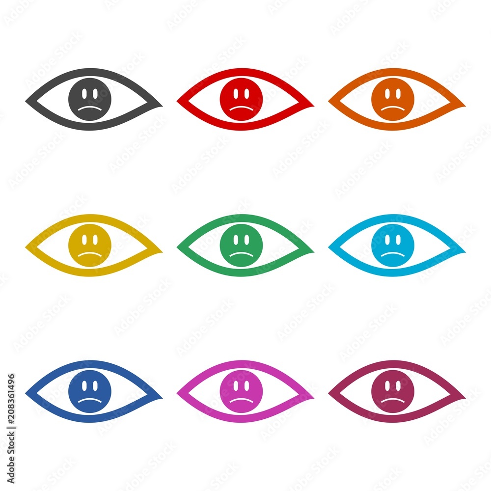 Eye sign sticker, Smile Icon, color icons set