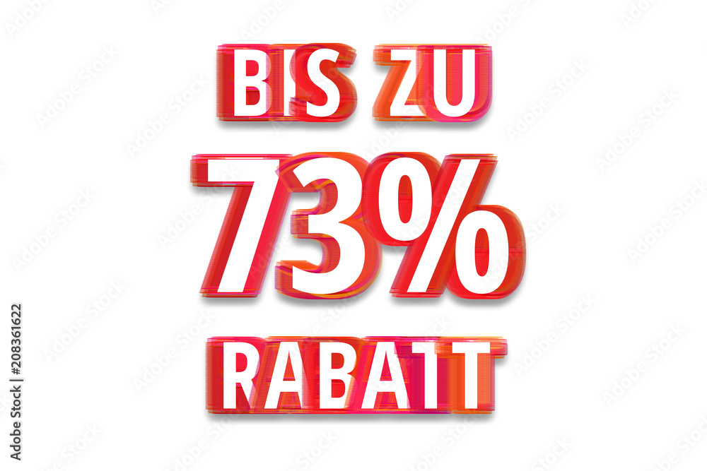 bis zu 73% Rabatt - weißer Hintergrund rote Schrift für Symbol / Schild bis zu 73% Rabatt - weißer Hintergrund rote Schrift für Symbol / Schild