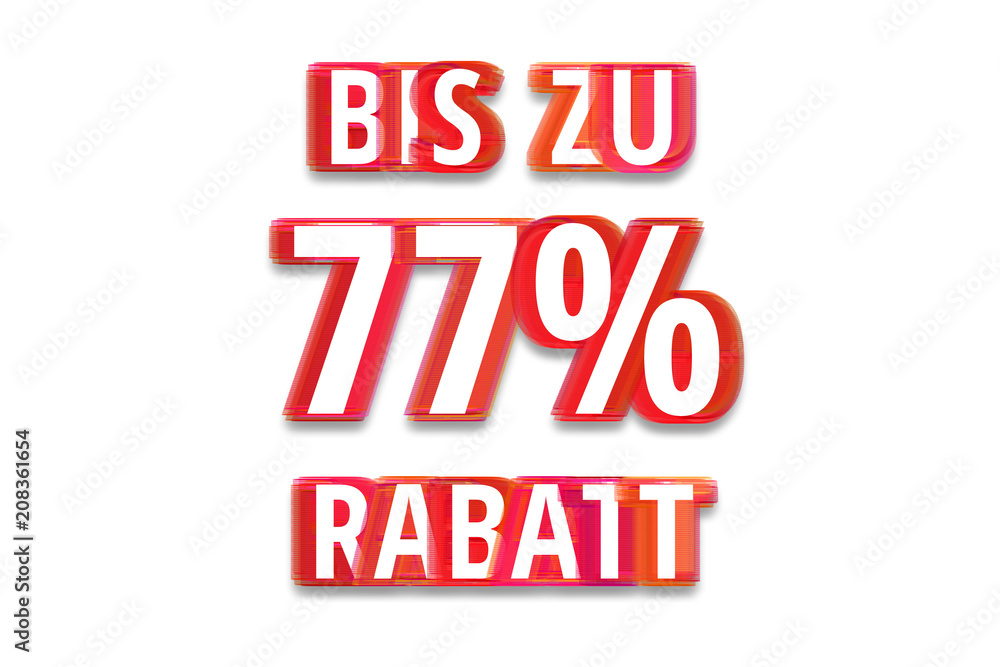 bis zu 77% Rabatt - weißer Hintergrund rote Schrift für Symbol / Schild bis zu 77% Rabatt - weißer Hintergrund rote Schrift für Symbol / Schild