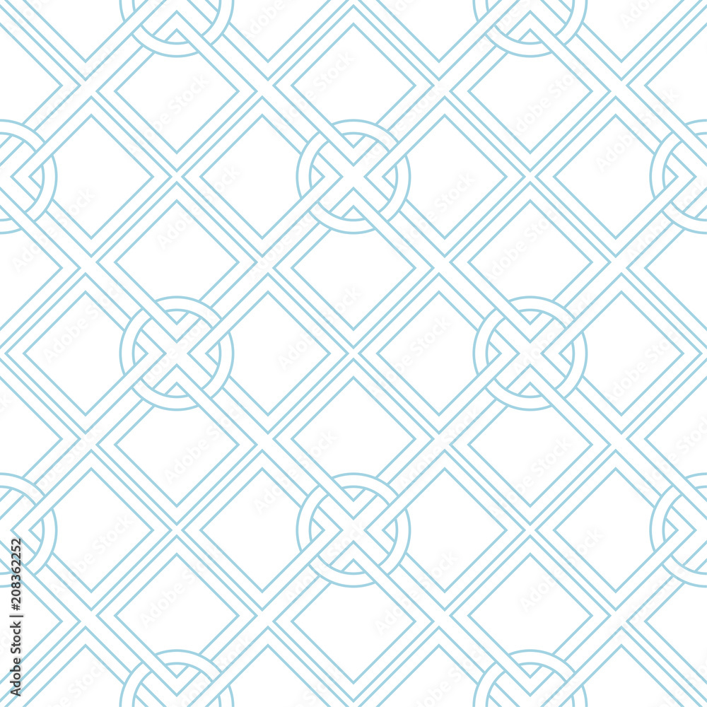 Fototapeta premium White and navy blue geometric ornament. Seamless pattern