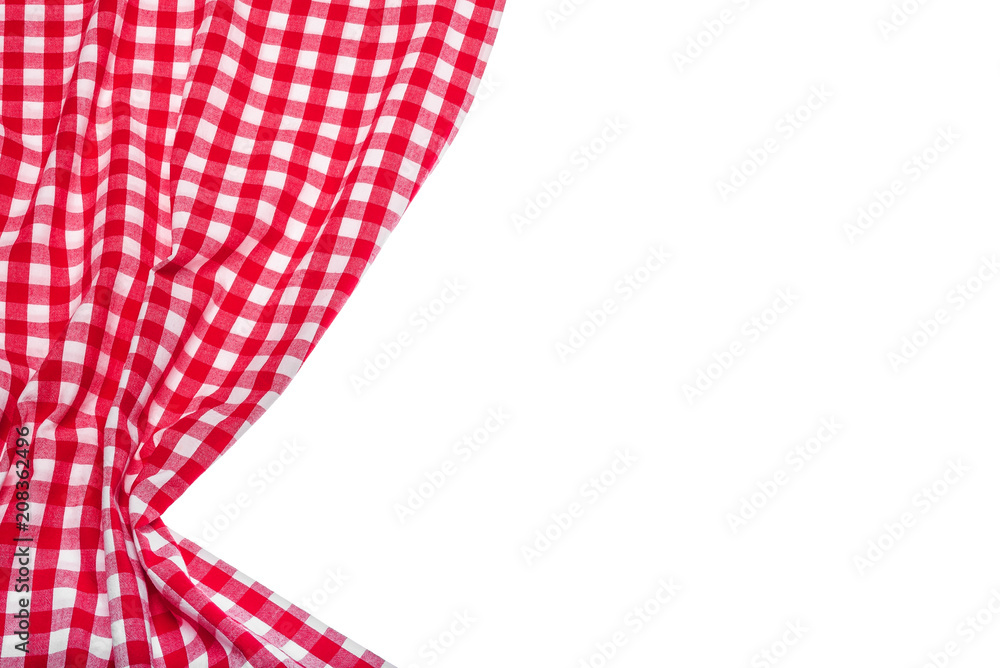 Red checkered napkin. Red checkered napkin.