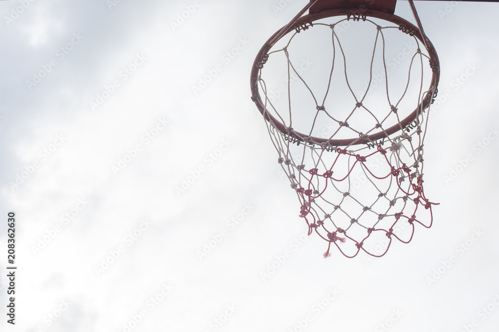  basketball hoopnet rim ring outdoor sports gyme sports score shot Abstract basketball hoop on sky with cloud background