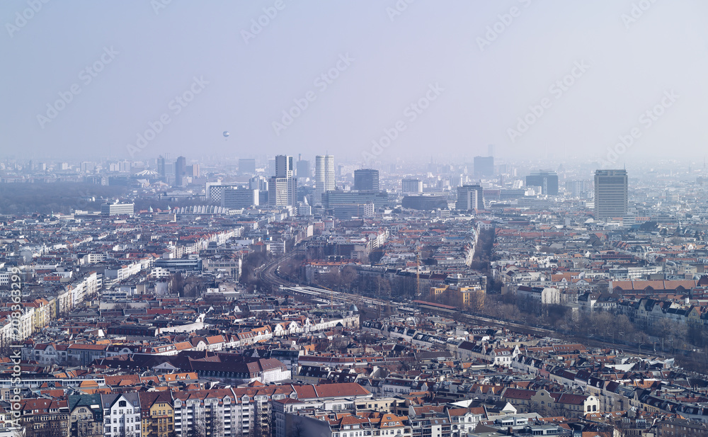 panorama of Berlin, on a hazy day