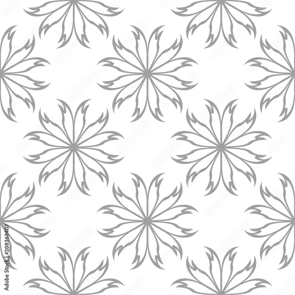 Gray floral seamless pattern on white background Gray floral seamless pattern on white background