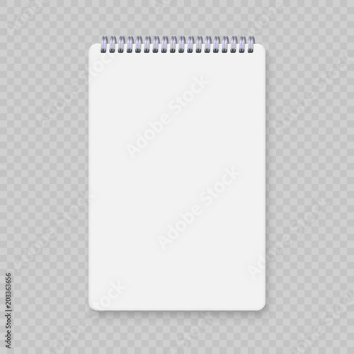 Realistic spiral notebook mockup, template copybook cover.