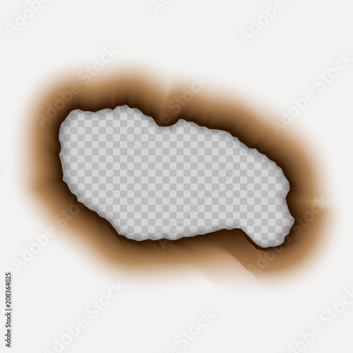 Burnt hole in pape