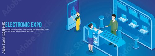 Electronic Expo, Web Banner Design with Executive/Reprenstative Explaining to Visitors.