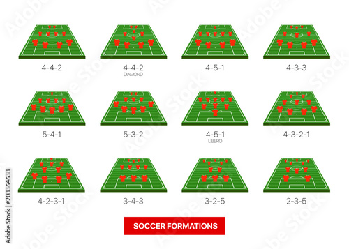 Soccer formations vector collection isolated on white. Infographic template