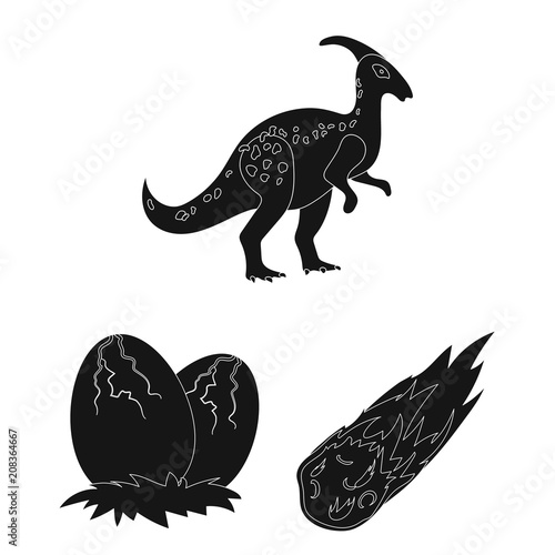 Different dinosaurs black icons in set collection for design. Prehistoric animal vector symbol stock web illustration.