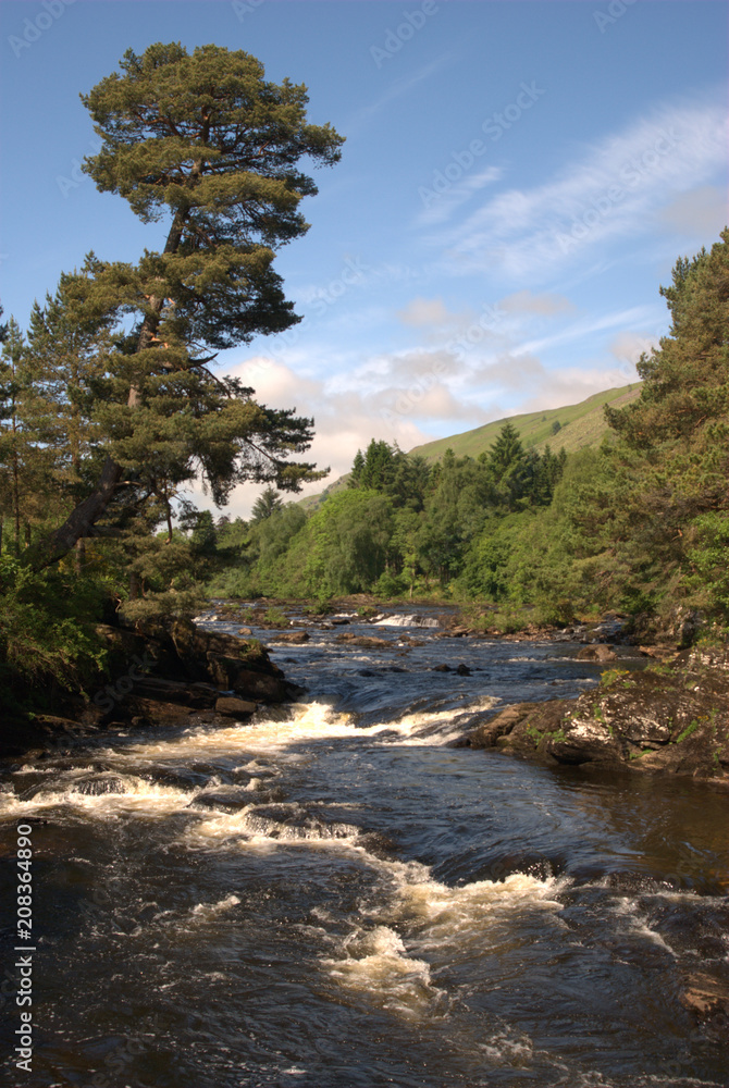 The Falls of Dochart at Killin looking upriver