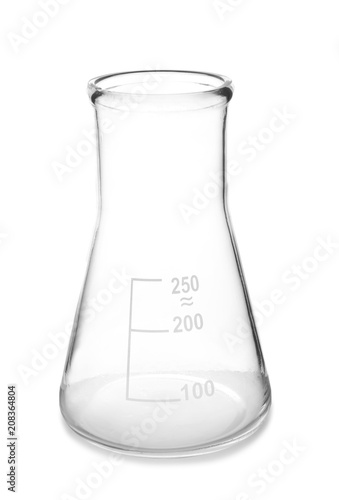 Empty test flask on white background