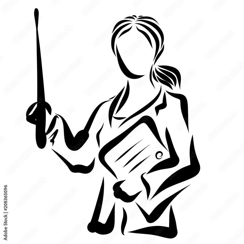 Fototapeta premium Business woman with documents and a pointer in her hand