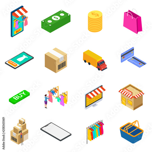 Isometric elements, Online Shopping Concept.