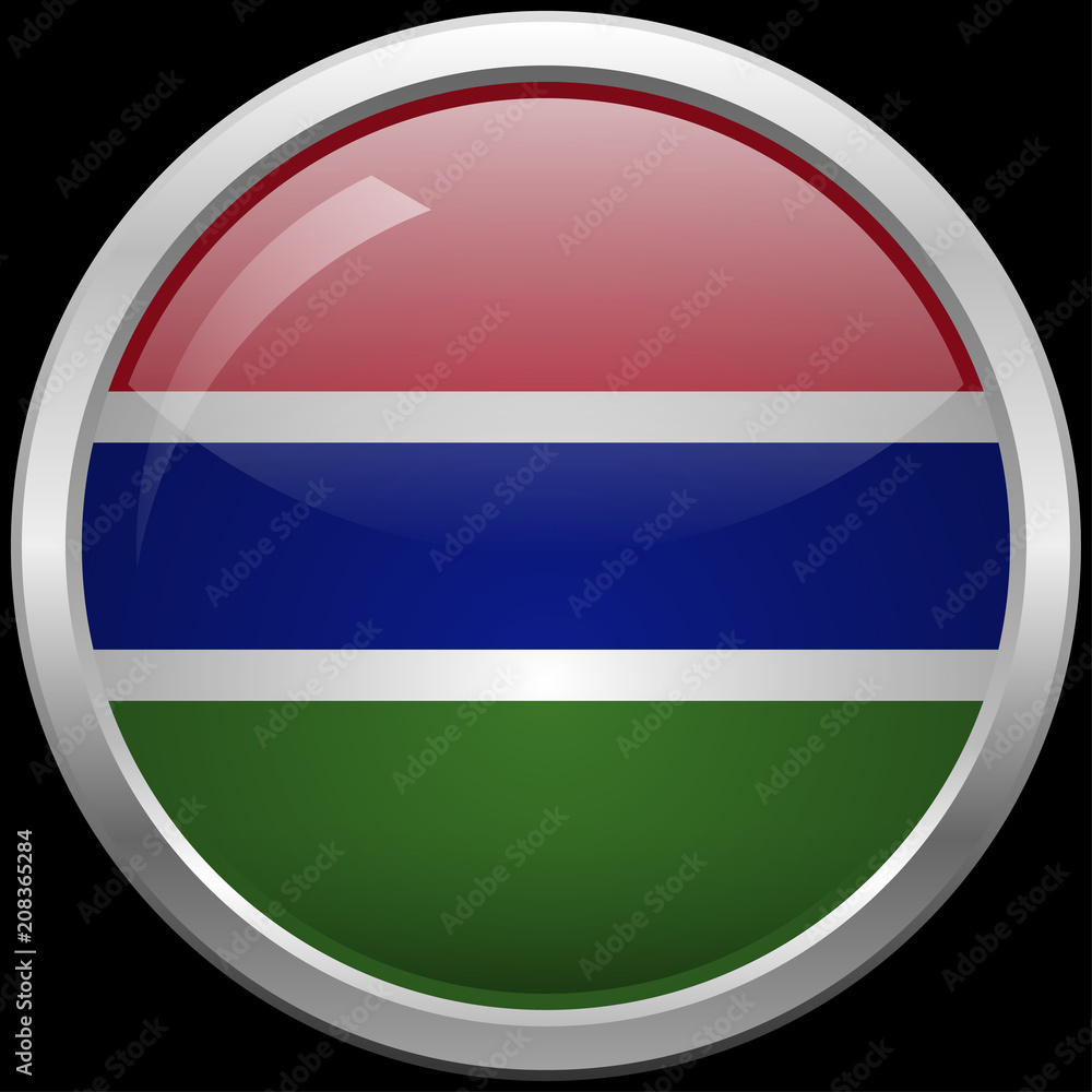 Gambian flag glass button vector illustration Gambian flag glass button vector illustration