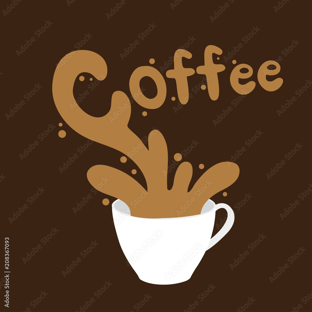 Cartoon cute coffee cup , Splash is the word coffee vector. Stock