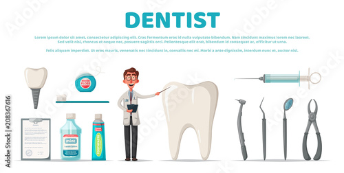 Cute happy smiling doctor. Vector cartoon illustration. Funny characters