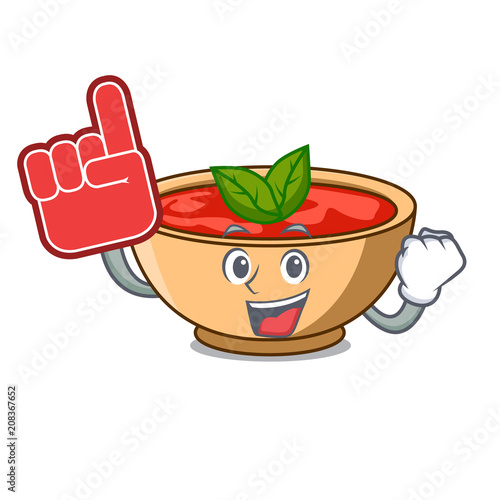 Foam finger tomato soup character cartoon photo