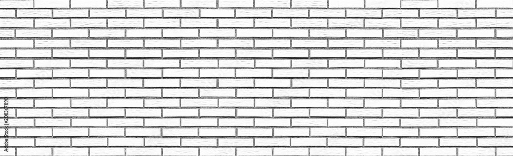 Fototapeta premium Panorama of white brick wall seamless background
