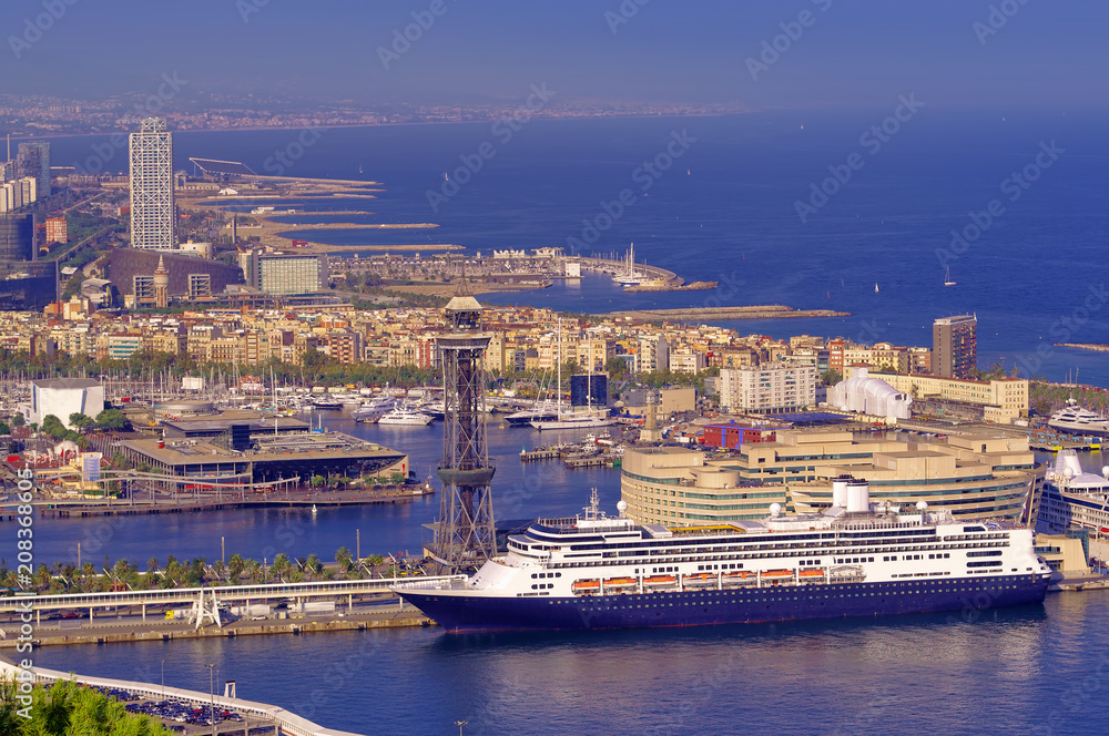 port of Barcelona Spain with cruise ship