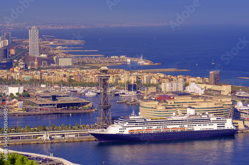 port of Barcelona Spain with cruise ship