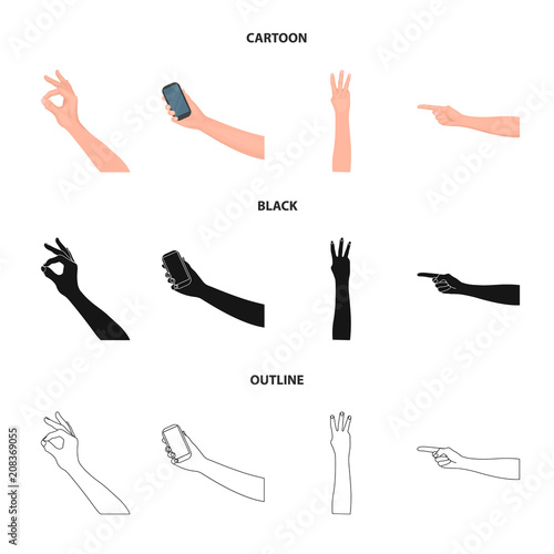 Sign Language cartoon,black,outline icons in set collection for design.Emotional part of communication vector symbol stock web illustration.