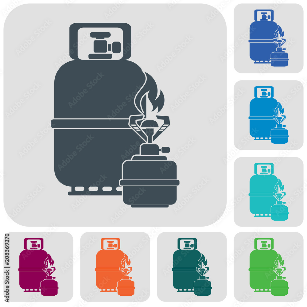 Camping stove with gas bottle icon vector Camping stove with gas bottle icon vector