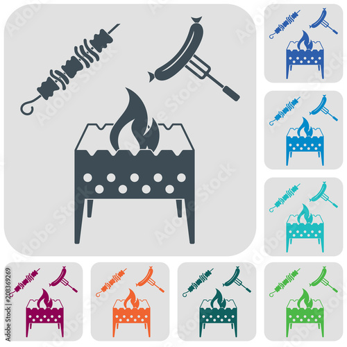 Brazier, kebab and sausage icon