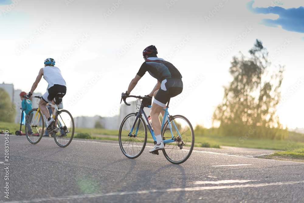 Cycling competition,cyclist athletes riding a race at high speed