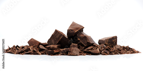 pieces chocolate on a white background