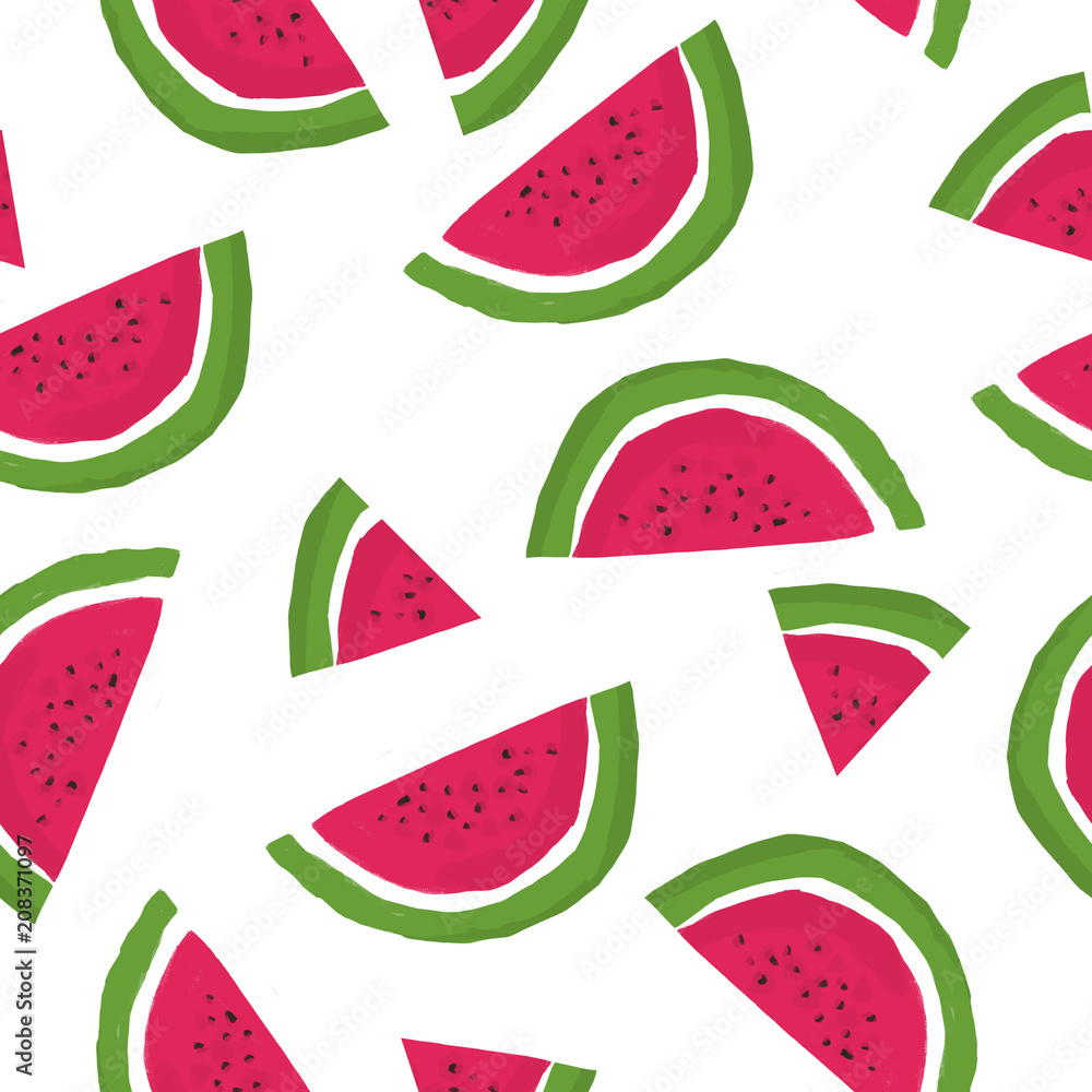 Hand drawn watermelon seamless pattern illustration digital summer repeated background watermelon slices Hand drawn watermelon seamless pattern illustration digital summer repeated background watermelon slices