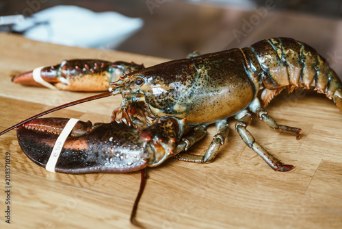 fresh lobster on table