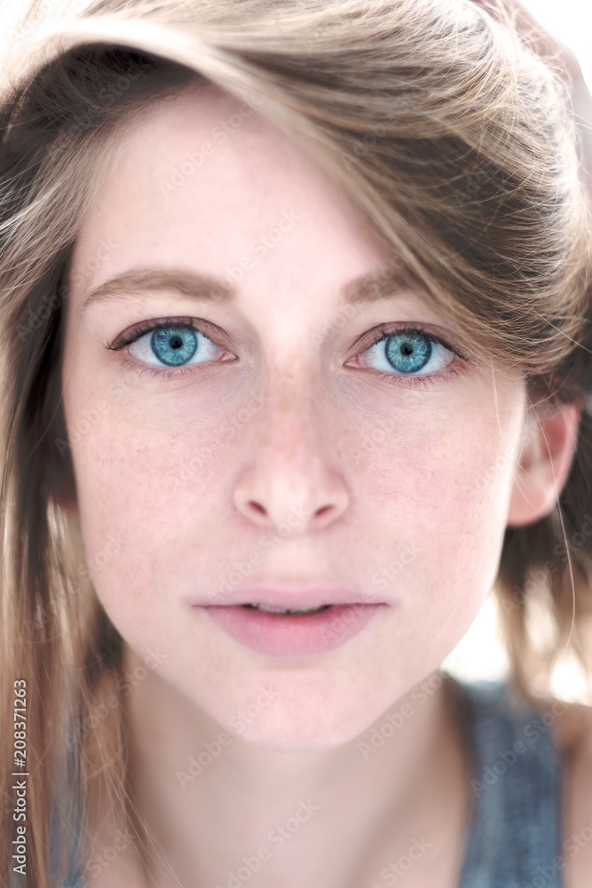 teen caucasian girl beauty face. Concept of natural make up for magazine teen caucasian girl beauty face. Concept of natural make up for magazine