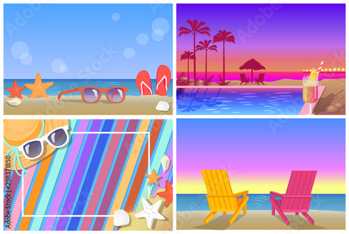Summer Compositions and Landscapes Banners Set