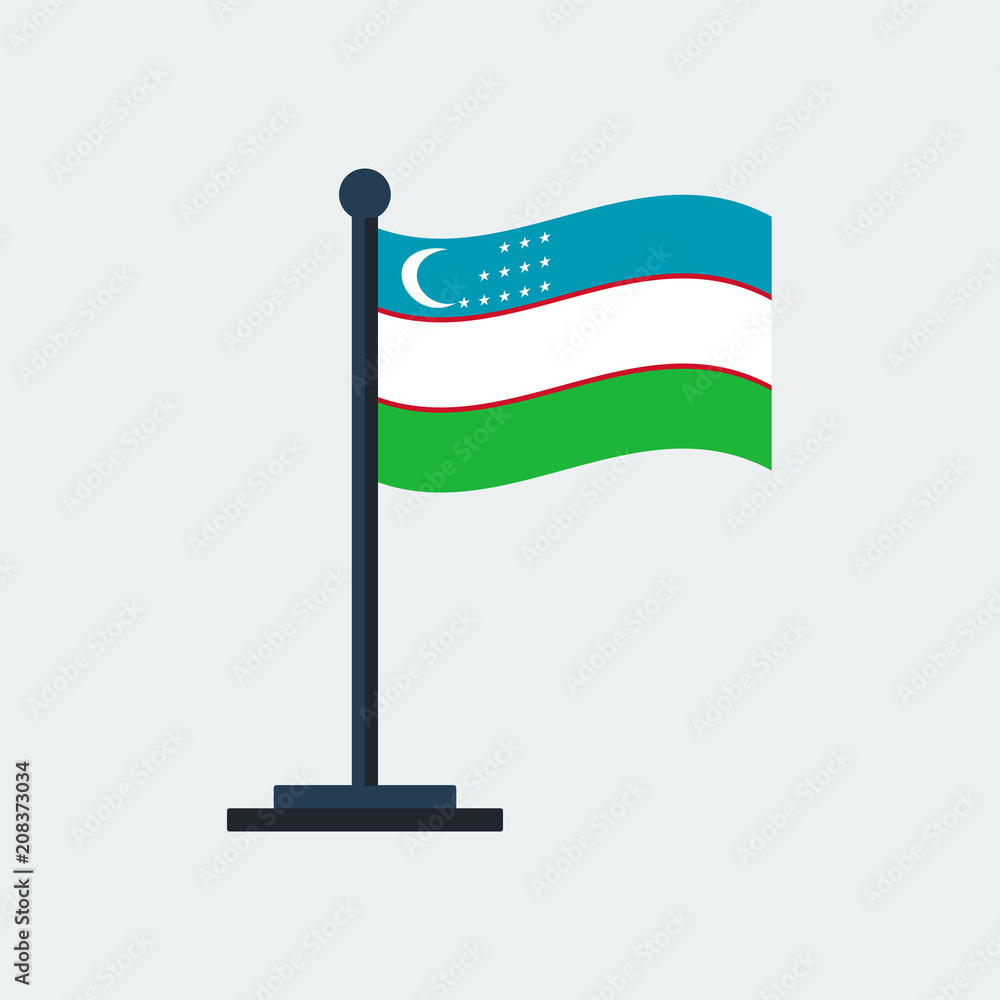 Flag of Uzbekistan.Flag Stand. Vector Illustration Flag of Uzbekistan.Flag Stand. Vector Illustration
