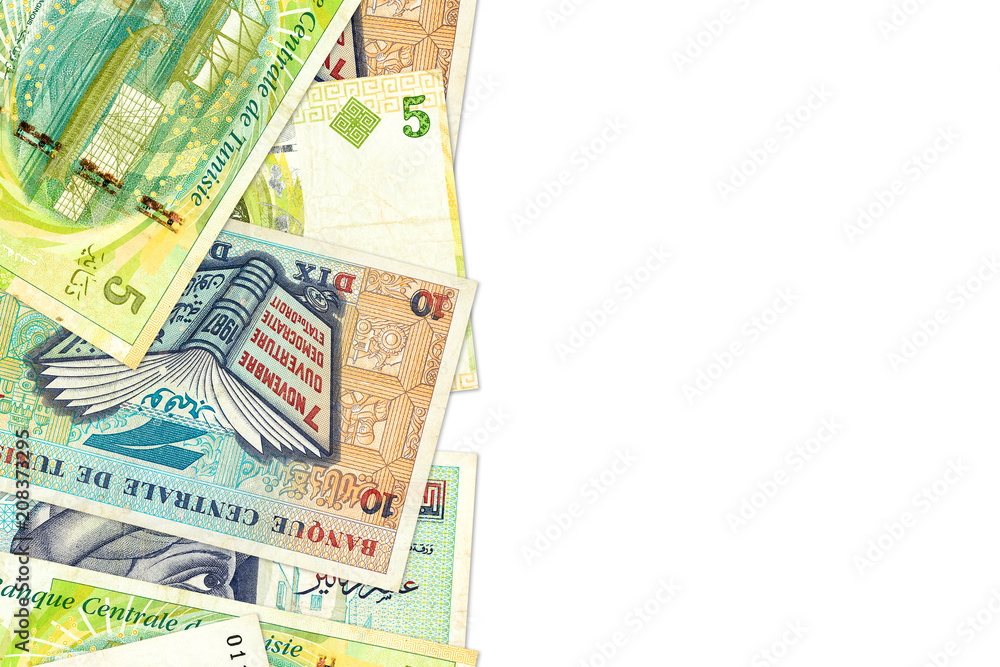 some 5 and 10 tunisian dinar banknote with copyspace some 5 and 10 tunisian dinar banknote with copyspace