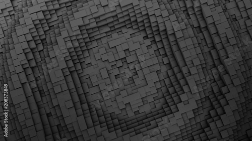 3D render Ripple Digital background of the many black squares