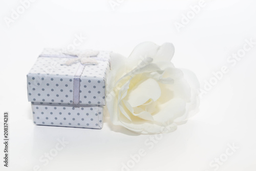 White roses and gifts