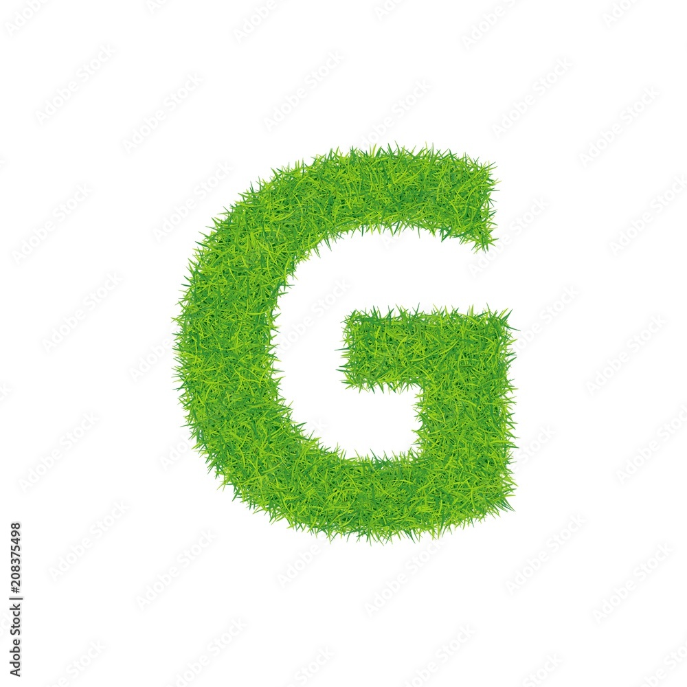 Green grass letter g on white background Green grass letter g on white background